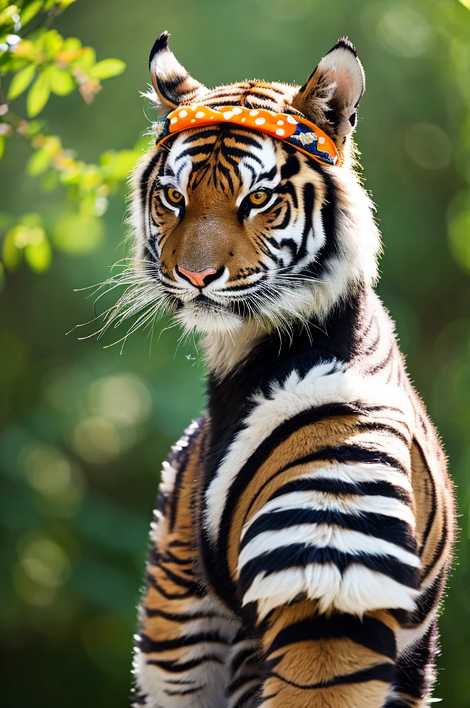 fierce tiger in armor with a headband