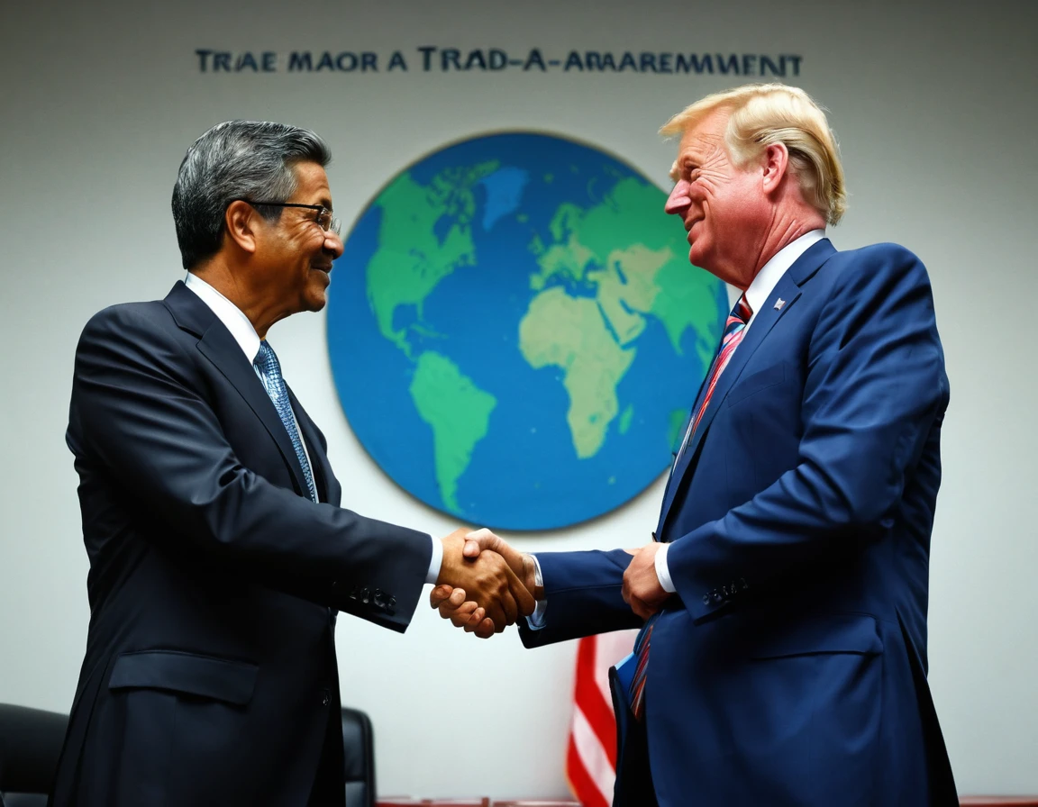 two businessmen negotiate a major trade agreement