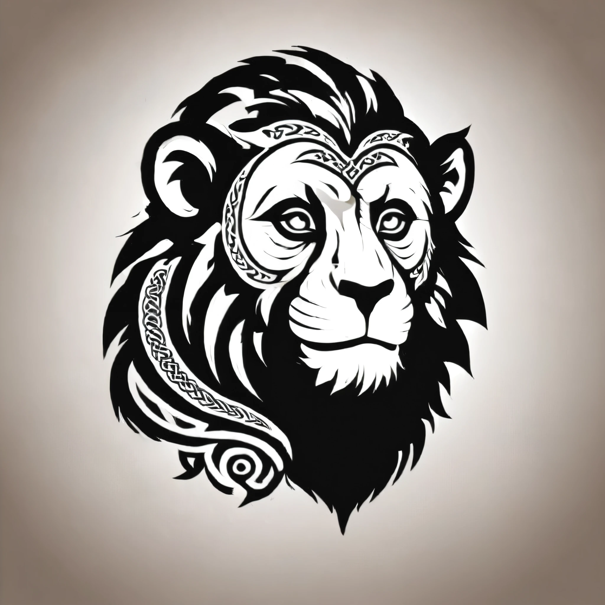 celtic style, tribal style, norse style, monkey, lion, black and white, monkey, monkey