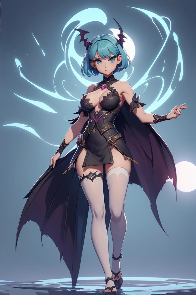 Mini morrigan aensland, (morrigan aensland), 独奏, ray tracing, 3D style, 3DMM, ((oses per photo)), ((oses au cada foto)), fully body,(Front view),(Costas Issue), (Emist on the left), show flat belly, (((oses per photo))),(very big breastsperfect ass, perfect and symmetrical eyes, (perfect handuturistic sword in hand)), ((short hair)),skin fair, luauas detalhadas, White thigh-high tights with trim, auestido aberto au "au", Waist slender, big legs, low water, Show legs to the top of the waist, (broken fabric falling over the legs),((open top)),ultra realistic skin, realistic human eyes,((ultra realistic skin)), open front blouse,(very big tits),(bare shoulders),pantyhose with large weaves, big legss,(((Waist slender e Coxão))),((big, uncovered hips)),((Coxão)),(((super sample waist))),(((show a lot of waist and hips)))