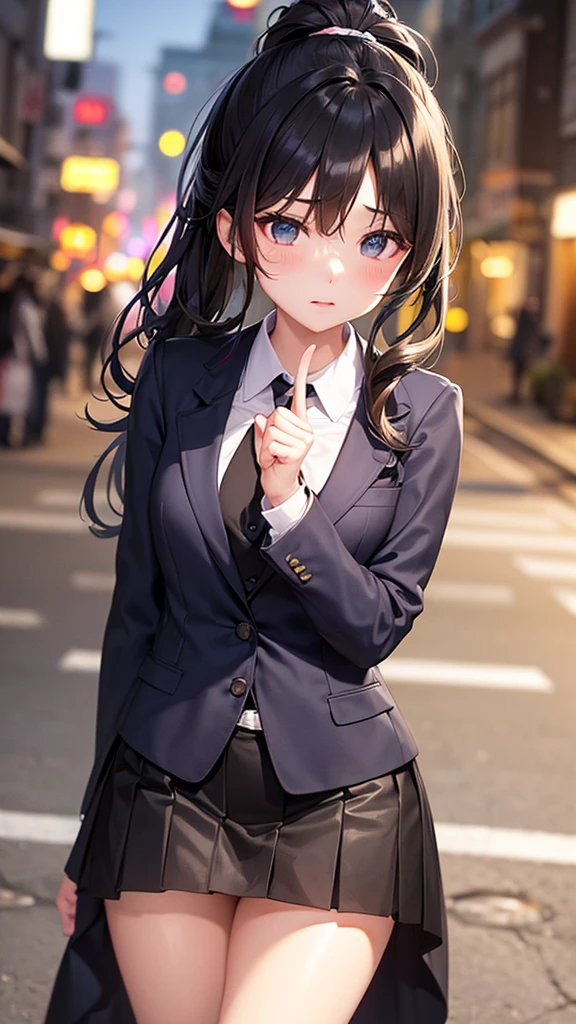 Highest quality、High resolution、Detailed Background、(beautiful face in every detail:1.4)、Anatomically correct、(Draw the normal number of fingers:1.2)、(Detailed facial expressions)、(Detailed eyes:1.2)、(Detailed eyes:1.2)、beautiful, Smooth Skin、 Beauty、(Highly detailed face:1.4)、Navy blazer、Long skirt、Ribbon tie、
Black Hair、ponytail、Hairstyles that add waves and curls、well-groomed eyebrows、Perfect body line、Solitude and silence、Malaise、Create a unique atmosphere and emotion、cute、
At dusk, The street lights start to glow dimly.、people々々little by little, I'm going home、The hustle and bustle of the city slowly fades away.々It quietens down to、Silence prevails、The cold wind is getting stronger、Feeling the cold、but、That loneliness is comfortable、that'just like me'Adapting to seasonal changes、that'It's like sorting out your inner feelings..、
At night、The city begins to glow faintly、Street and store lighting、Gently lighting up the entire city、 Pedestrians next々appeared..、Walking while casting a shadow、With nostalgia、Malaiseが漂う、I have to go to school、Who are you??