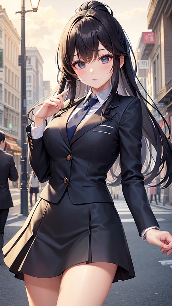 Highest quality、High resolution、Detailed Background、(beautiful face in every detail:1.4)、Anatomically correct、(Draw the normal number of fingers:1.2)、(Detailed facial expressions)、(Detailed eyes:1.2)、(Detailed eyes:1.2)、beautiful, Smooth Skin、Teenage Beauty、(Highly detailed face:1.4)、Navy blazer、Long skirt、Ribbon tie、
Black Hair、ponytail、Hairstyles that add waves and curls、well-groomed eyebrows、Perfect body line、Solitude and silence、Malaise、Create a unique atmosphere and emotion、cute、
At dusk, The street lights start to glow dimly.、people々々little by little, I'm going home、The hustle and bustle of the city slowly fades away.々It quietens down to、Silence prevails、The cold wind is getting stronger、Feeling the cold、but、That loneliness is comfortable、that'just like me'Adapting to seasonal changes、that'It's like sorting out your inner feelings..、
At night、The city begins to glow faintly、Street and store lighting、Gently lighting up the entire city、 Pedestrians next々appeared..、Walking while casting a shadow、With nostalgia、Malaiseが漂う、I have to go to school、Who are you??
