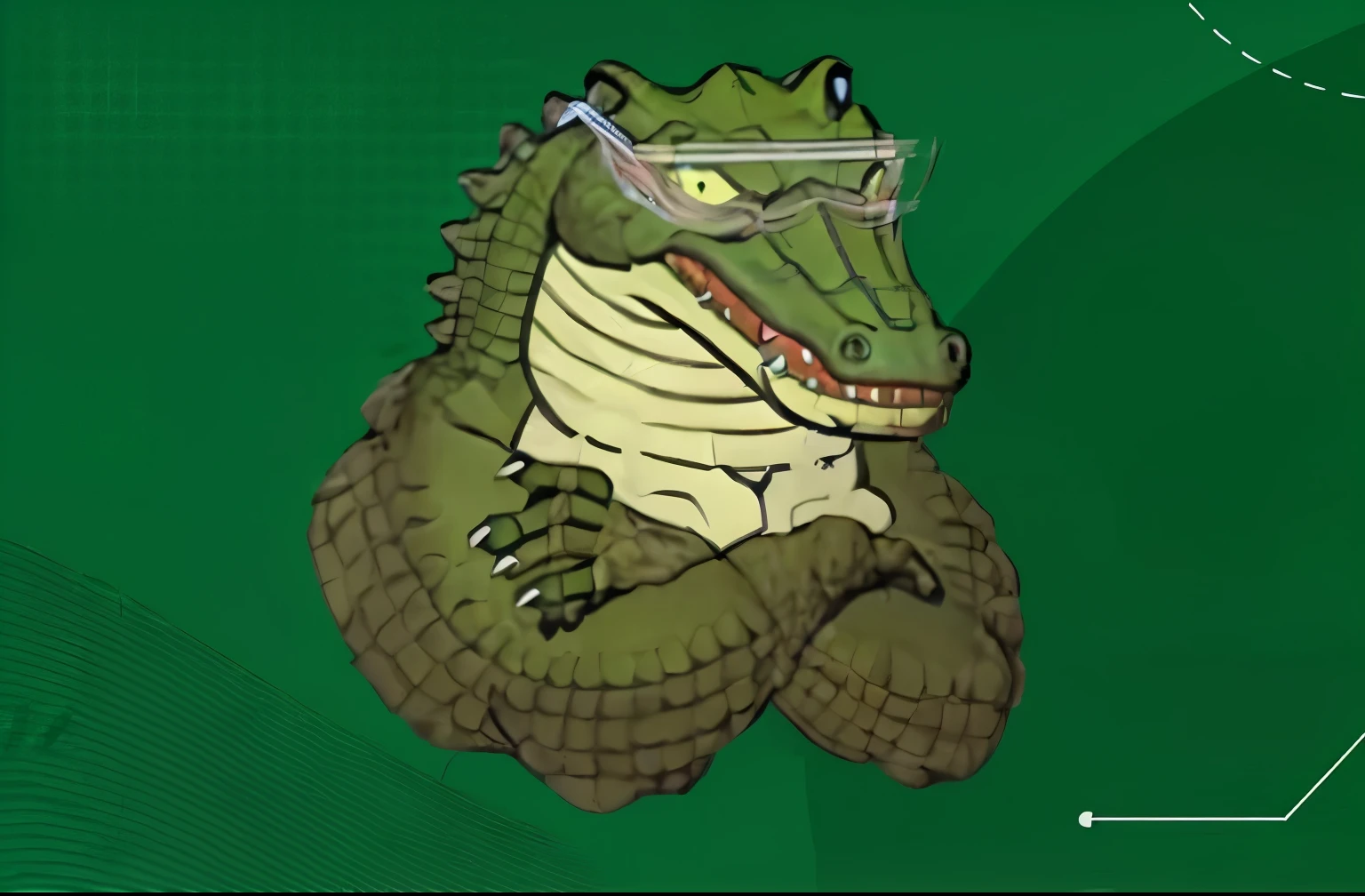 Generate an image of this mascot (Alligator) with a cold blouse with the logo in the second image