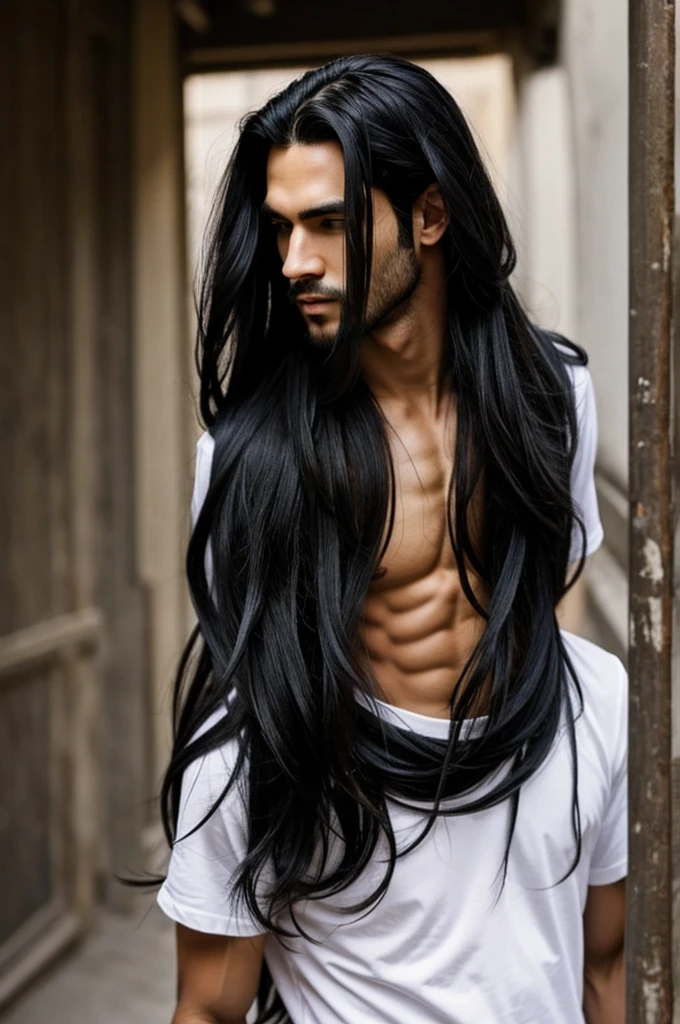 Boy, long hair, black hair