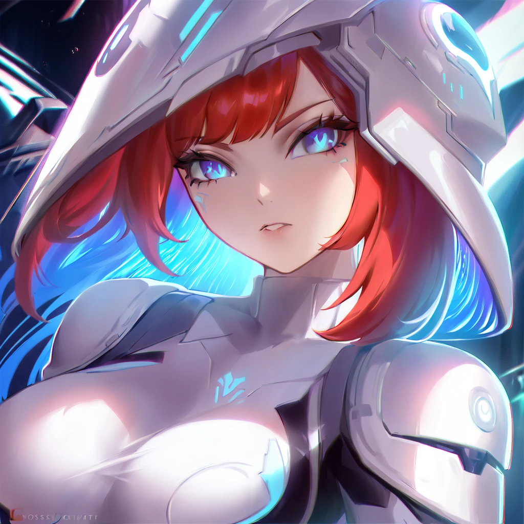 a close up of a woman in a futuristic suit holding a helmet, cyberpunk art by Ross Tran, cgsociety contest winner, digital art, portrait armored astronaut girl, ross tran 8 k, detailed sci-fi art, portrait anime space cadet girl, high quality digital concept art, in white futuristic armor, sci fi artwork, beautiful sci fi art, sci fi art