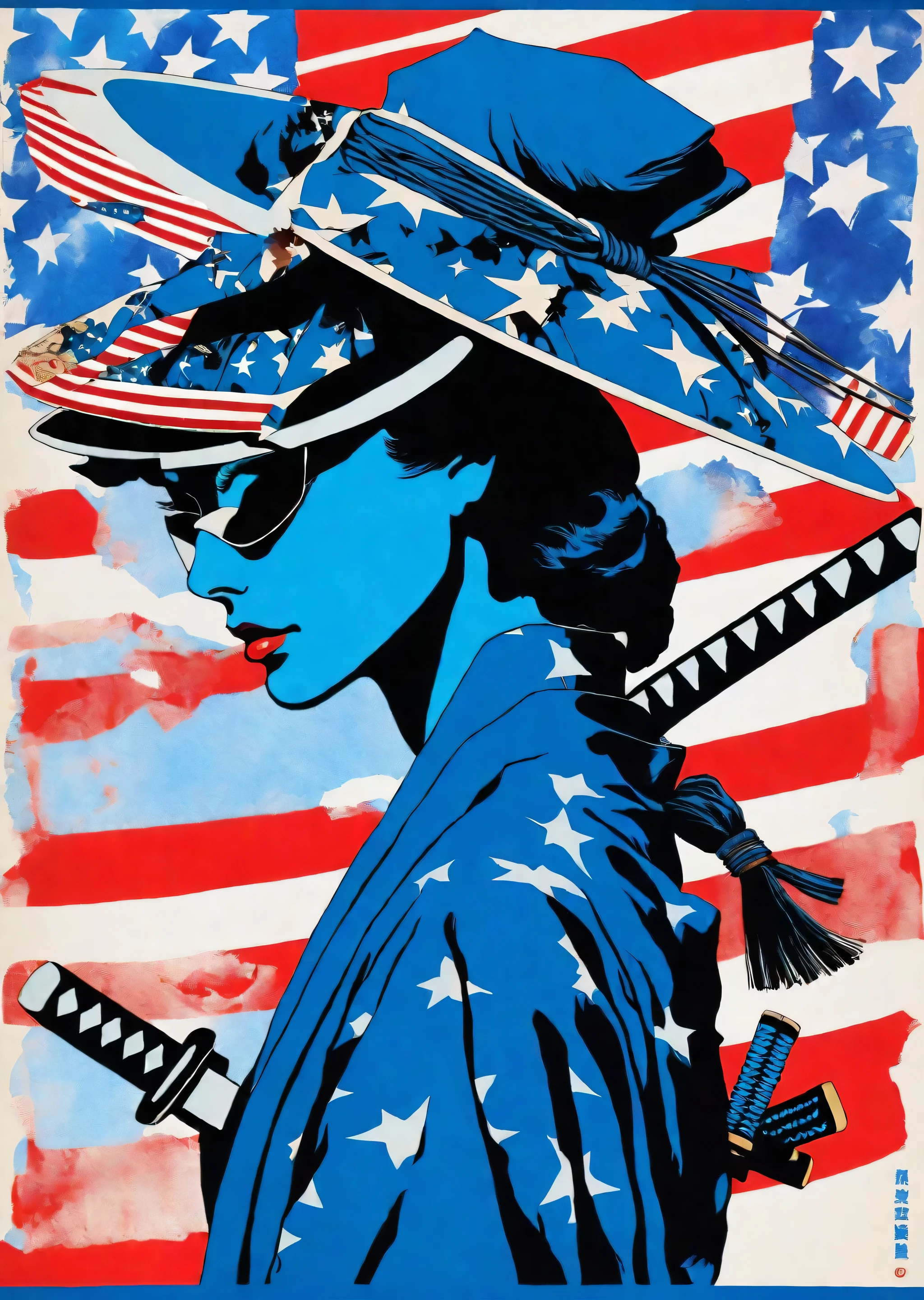 One Samurai、Traveling to America、silhouette、Realistic、Blue Theme、
Karl Kleiner Barbara Kruger Summary, American, collage, Digital, graphic design, Pop Art, Portraiture
