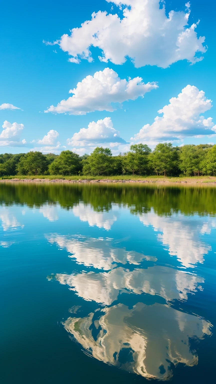 ((Highest quality, 8k, masterpiece :1.3)), (Photorealistic:1.4), (realistic:1.4), (Blue sky and water reflection。:1.3)