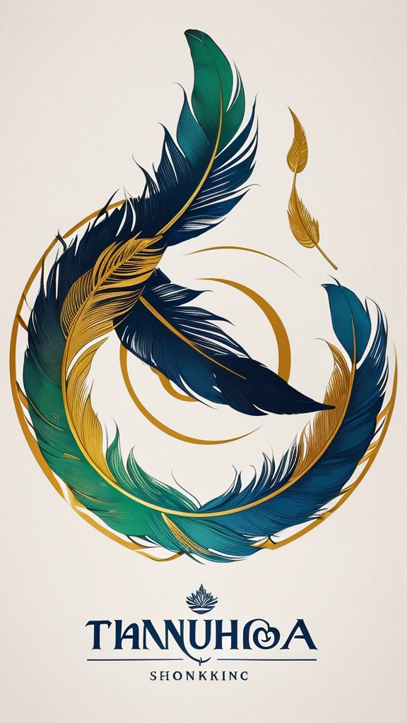A stunning and professional logo called "Thanujhaa shree". The design features a classic and stylized in the middle, with a book shape and a feather fused together, demonstrating the brand side of the book and the feather.The book and the feather are a beautiful and sophisticated combination of colors, which attracts potential customers, to create an attractive logo. The background is clear and clean white, allowing the bright colors and elements of the logo to truly stand out. The logo is located above the name of the brand owner with a bold and elegant print. The overall design is expressive, creative and elegant and is sure to attract the attention of potential customers.