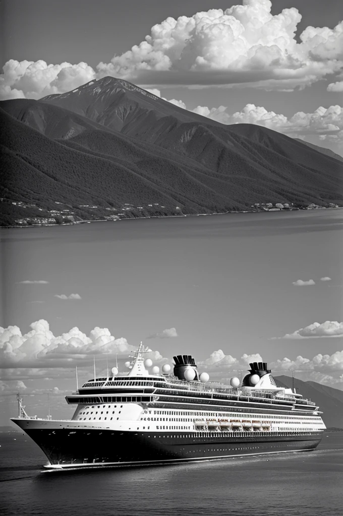 Old black and white picture of a cruise ship in the 1920