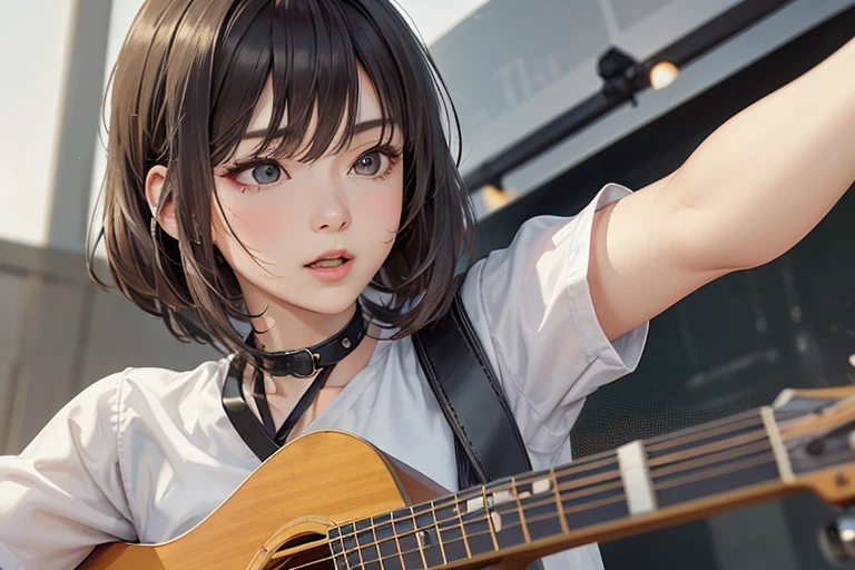 (Highest quality,8k,High resolution,masterpiece:1.2),((masterpiece,Highest quality)), 非常に詳細なHigh resolution, ((A girl in her fifties singing into a microphone while playing a synthesizer)),  (Slender body:1.5),Highly detailed skin and facial textures:1.3, Ultra detailed face, Detailed hands and fingers, Beautiful attention to detail,Beautiful lip detail,Album cover by Yokoyama Taikan, A girl playing the Yamaha MONTAGE7 on stage,Shutterstock, realism, Perform on stage, vocalist, Live Performance, Singer-songwriter,Playing synthesizer on stage, Woman playing an electronic piano, Singer-songwriter, Photo taken with Nikon D750,Shot with Canon EOS 5D Mark IV, 