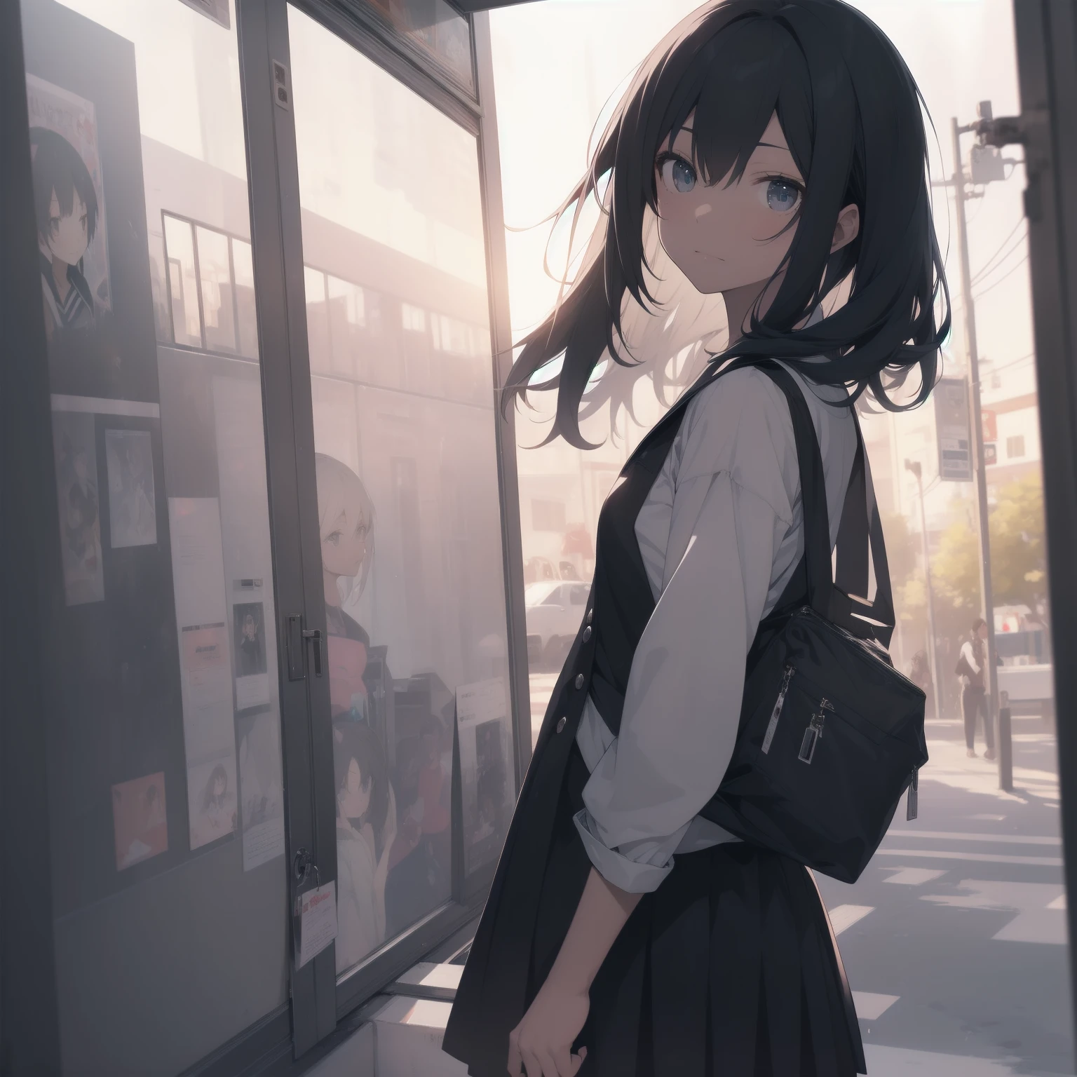 ultra-absurdres-Top quality by artist God, ultra-detailed, high resolution, anime moe artstyle, best anime 8k konachan wallpaper, pixiv contest winner, pool:2810, perfect anatomy,break, 1girl, (Please draw a girl walking sleepily to school alone. )break,(Solo,little female, 13-year-old:1.3),Full limbs, complete fingers,a junior high school student, (very short hair), short cut, flat chest, , small butt, small black eyes, beautiful detailed eyes, well-proportioned iris and pupils, expressive eyes, highres detailed hair, soft expression, salor school_uniform, sailor collar, serahuku, bow, pleated skirt,(Detailed Lighting), (Detailed background), in the School commute route. break,super detailed skin, Best cinematic lighting powered by famous artist, 8k,beauty illustration,photoshop_(medium),very aesthetic,break,((artist:kotorai )), artist:clamp ,artist:carnelian ,artist:kantoku ,