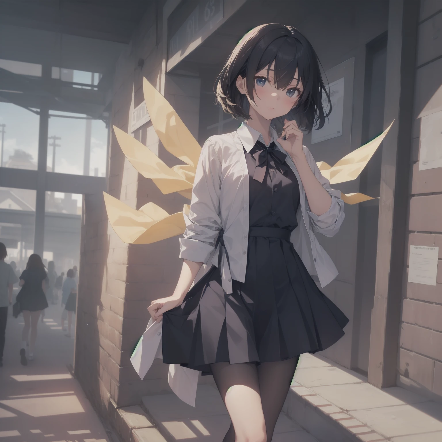 ultra-absurdres-Top quality by artist God, ultra-detailed, high resolution, anime moe artstyle, best anime 8k konachan wallpaper, pixiv contest winner, pool:2810, perfect anatomy,break, 1girl, (Please draw a girl walking sleepily to school alone. )break,(Solo,little female, 13-year-old:1.3),Full limbs, complete fingers,a junior high school student, (very short hair), short cut, flat chest, , small butt, small black eyes, beautiful detailed eyes, well-proportioned iris and pupils, expressive eyes, highres detailed hair, soft expression, salor school_uniform, sailor collar, serahuku, bow, pleated skirt,(Detailed Lighting), (Detailed background), in the School commute route. break,super detailed skin, Best cinematic lighting powered by famous artist, 8k,beauty illustration,photoshop_(medium),very aesthetic,break,((artist:kotorai )), artist:clamp ,artist:carnelian ,artist:kantoku ,
