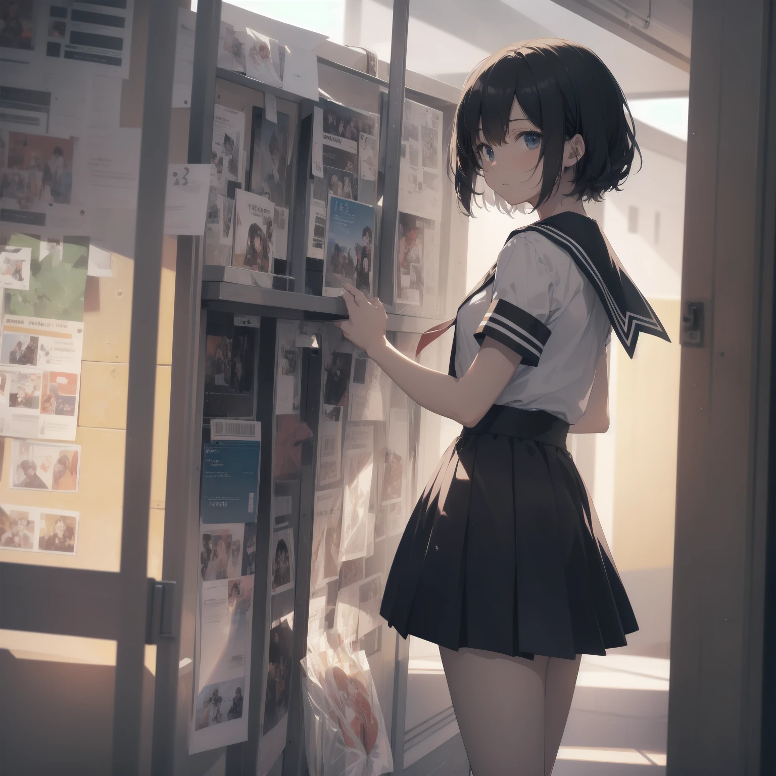 ultra-absurdres-Top quality by artist God, ultra-detailed, high resolution, anime moe artstyle, best anime 8k konachan wallpaper, pixiv contest winner, pool:2810, perfect anatomy,break, 1girl, (Please draw a girl walking sleepily to school alone. )break,(Solo,little female, 13-year-old:1.3),Full limbs, complete fingers,a junior high school student, (very short hair), short cut, flat chest, , small butt, small black eyes, beautiful detailed eyes, well-proportioned iris and pupils, expressive eyes, highres detailed hair, soft expression, salor school_uniform, sailor collar, serahuku, bow, pleated skirt,(Detailed Lighting), (Detailed background), in the School commute route. break,super detailed skin, Best cinematic lighting powered by famous artist, 8k,beauty illustration,photoshop_(medium),very aesthetic,break,((artist:kotorai )), artist:clamp ,artist:carnelian ,artist:kantoku ,
