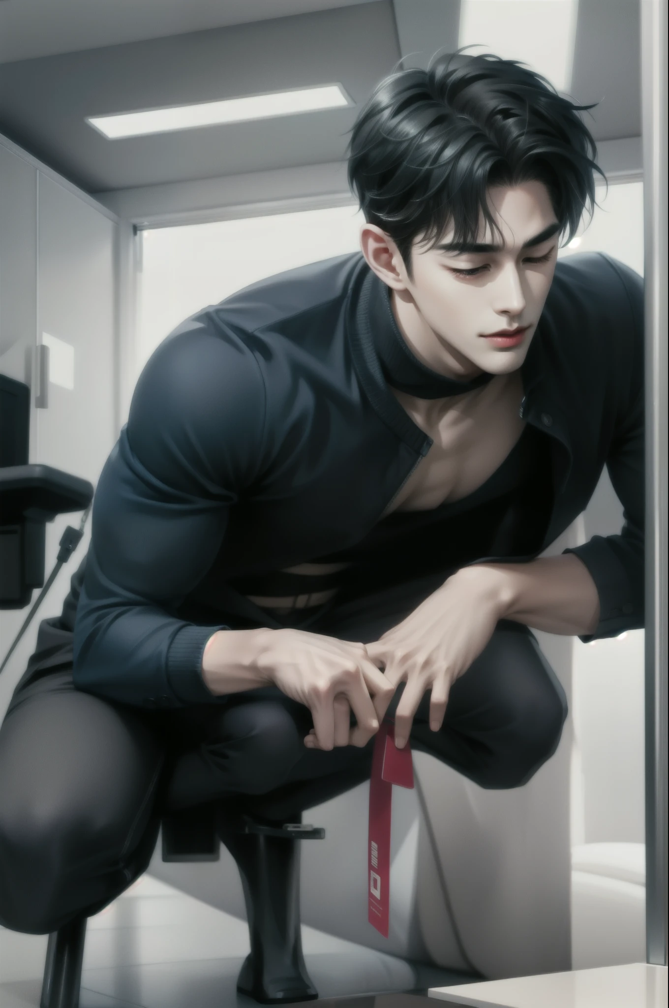 Real dick, a K-pop guy fuck one girl, doggy style, tall and handsome guy, make love