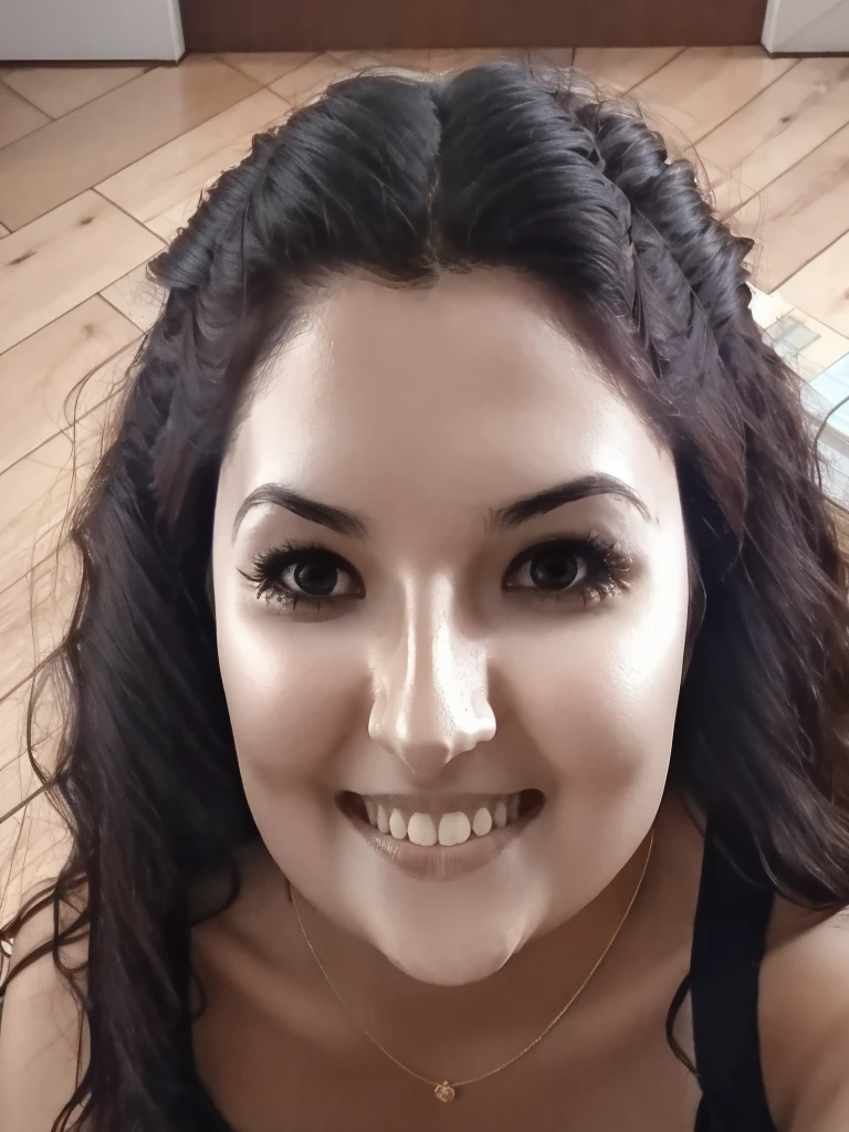 (From a birds-eye, above perspective), 1girl, high quality, high resolution, 4k, thin, 25 year old, solo, June, JuReis, in sexy lingerie, eyes looking up, lips, realistic, nose, flirting with camera, sitting in a fitting room, open legs, looking seductively at viewer
