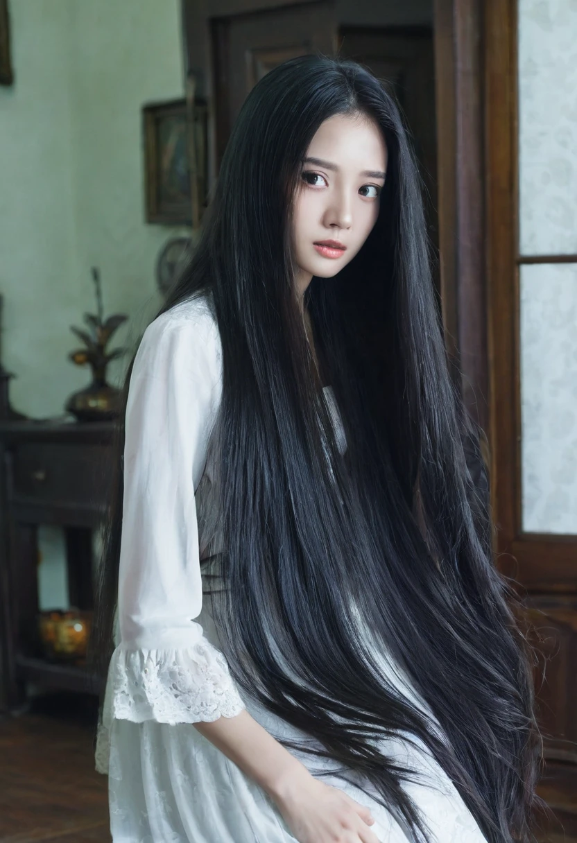 Ghost women long hair, in the house..