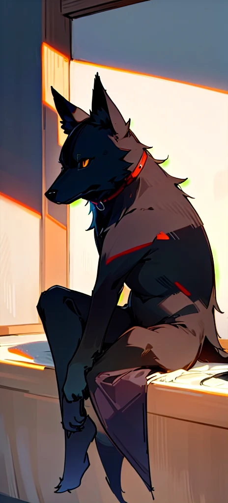 (masterpiece, Highest quality), Black Wolf, cute, Warm lighting