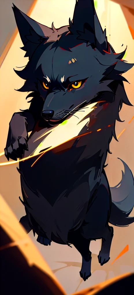 (masterpiece, Highest quality), Black Wolf, cute, Warm lighting