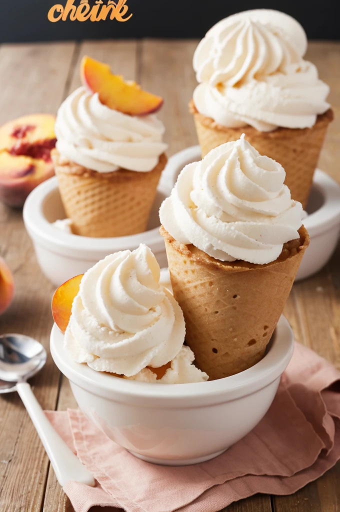 Peach and soft serve ice cream parfaitFood
