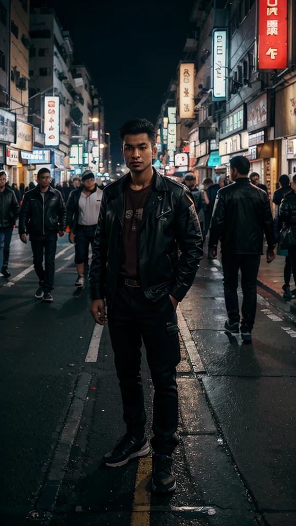 A men, streets, vehicles, street lights, 8k resolution, cool, hongkong
