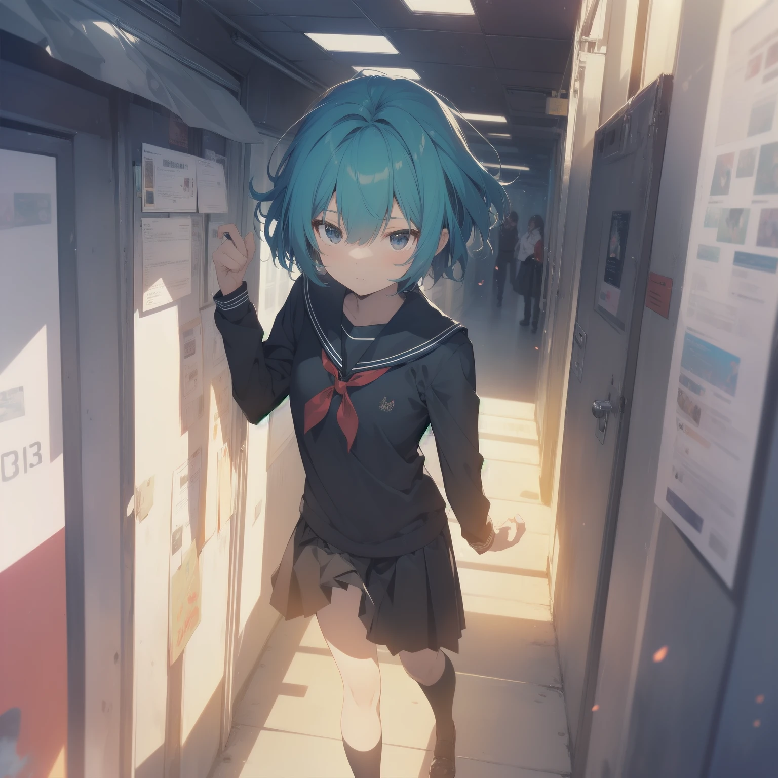 ultra-absurdres-Top quality by artist God, ultra-detailed, high resolution, anime moe artstyle, best anime 8k konachan wallpaper, pixiv contest winner, pool:2810, perfect anatomy,break, 1girl, (Please draw a girl walking sleepily to school alone. )break,(Solo,little female, 13-year-old:1.3),Full limbs, complete fingers,a junior high school student, (very short hair), short cut, flat chest, , small butt, small black eyes, beautiful detailed eyes, well-proportioned iris and pupils, expressive eyes, highres detailed hair, soft expression, salor school_uniform, sailor collar, serahuku, bow, pleated skirt,(Detailed Lighting), (Detailed background), in the School commute route. break,super detailed skin, Best cinematic lighting powered by famous artist, 8k,beauty illustration,photoshop_(medium),very aesthetic,break,((artist:kotorai )), artist:clamp ,artist:carnelian ,artist:kantoku ,