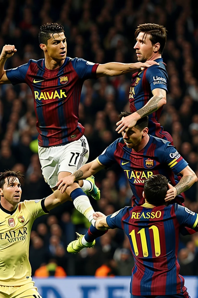 Cristiano Ronaldo beating Lionel Messi