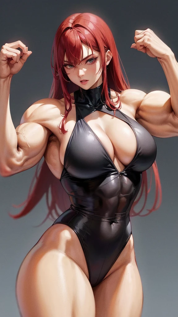 Mulher de biquíni preto e homem mike de camisa branca, homemfraco e mike, físico magro e mike, Very beauthful. , ,weak and defenseless man, físico mike, , muscular ultraviolent woman, muscular and scary, absurdly huge physique, big muscles, extremely muscular woman,, make her step on a man, mike, Red hair, Red hair e olhos azuis,