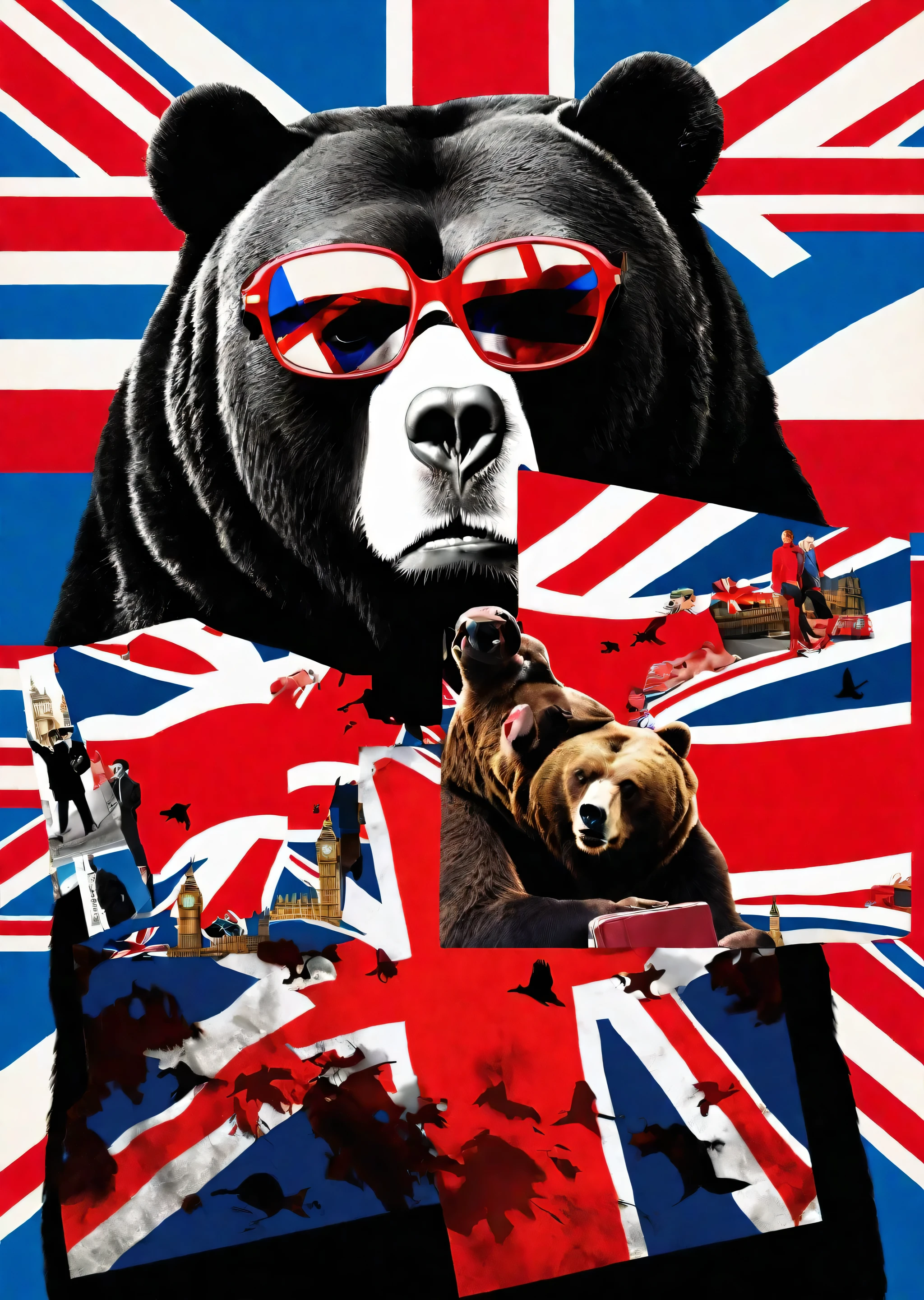 1 bear、Travel to London、silhouette、Realistic、Union Jack Theme、
Karl Kleiner Barbara Kruger Summary, American, collage, Digital, graphic design, Pop Art, Portraiture