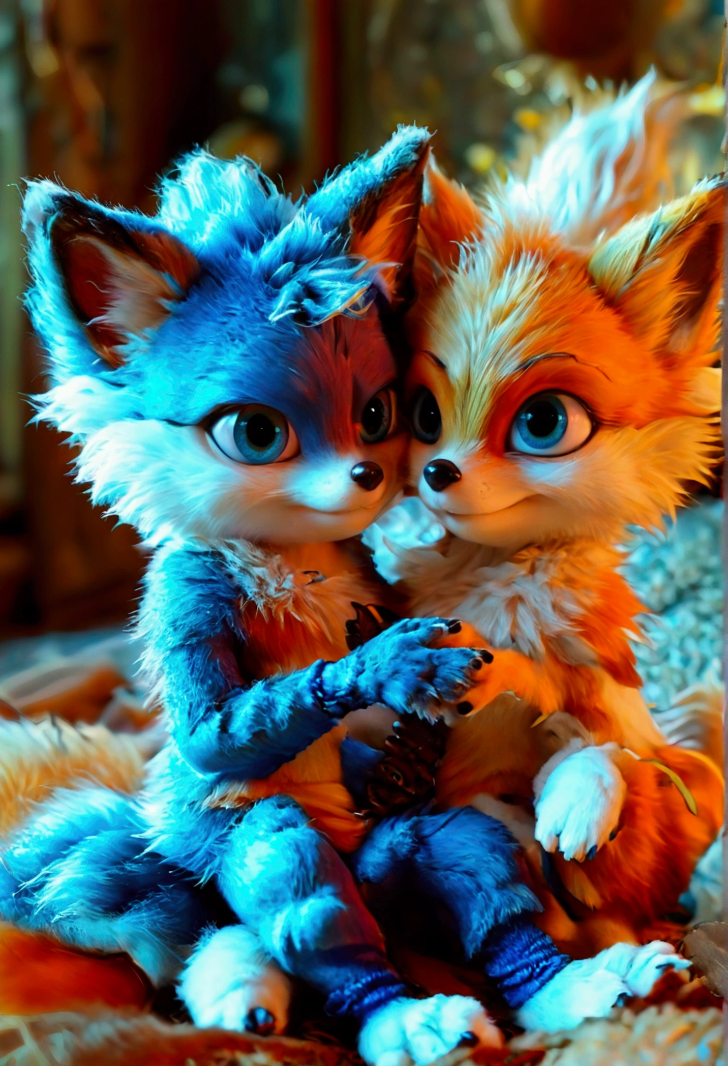 1male, (Miles Tails Prower( duo, male, cute, male anatomy) and (blue eyes) and (insane detailed fur, sexy eyes), (pose:1.posing:1.3), detailed hands, 5 fingers, ((detailed face, (detailed eyes:1.0), detailed)))(high detail, film photography, soft focus, soft shading, photo realism, realistic, photo realistic, hyper realism, analog style, subsurface scattering, masterpiece, best quality, ultra realistic, 8k), portrait, night, light, bedroom, looking into each other's eyes, lewd, dancing, nude, straight sex, furry crotch, genitals, penis and balls, (((sweaty body))), (((white cum streaks all over body))), nsfw, soft belly, pot belly, very large belly, belly rub, belly kissed, arched back, outie navel, (((2 white tipped fluffy tails))), (((1female, (Cream( duo, Fox, female, big breasts, female anatomy, vagina) ))), by Canson, by Lapatte, by thesecretcave, by fluff kevlar, by narse, by red rusker, by zaush.