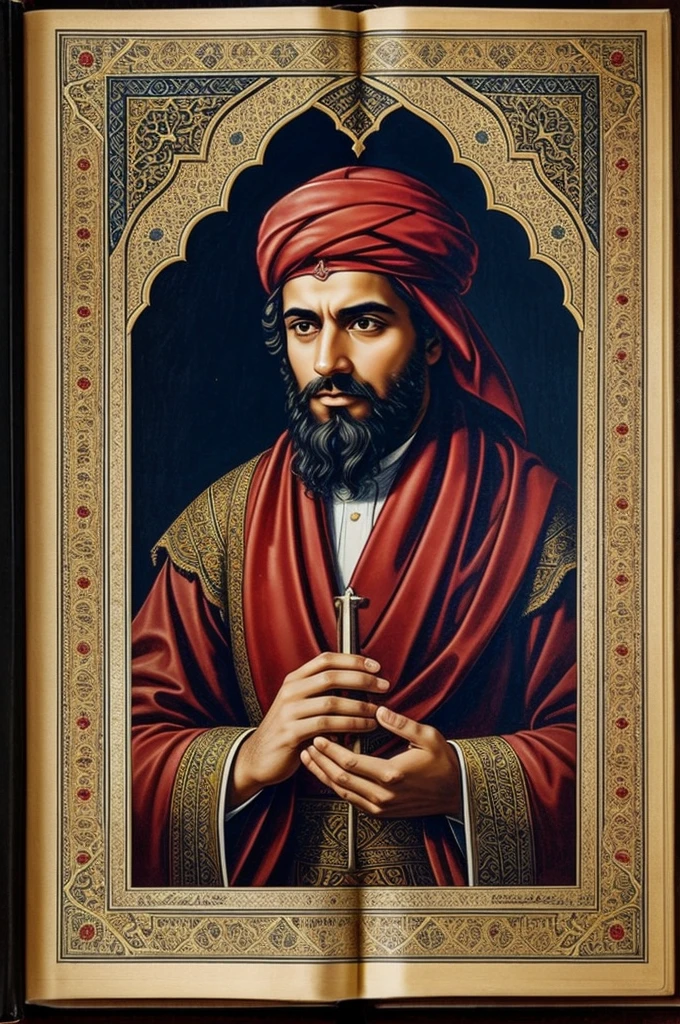 Create a pic of martyred man who's blood fluent on holy Quran