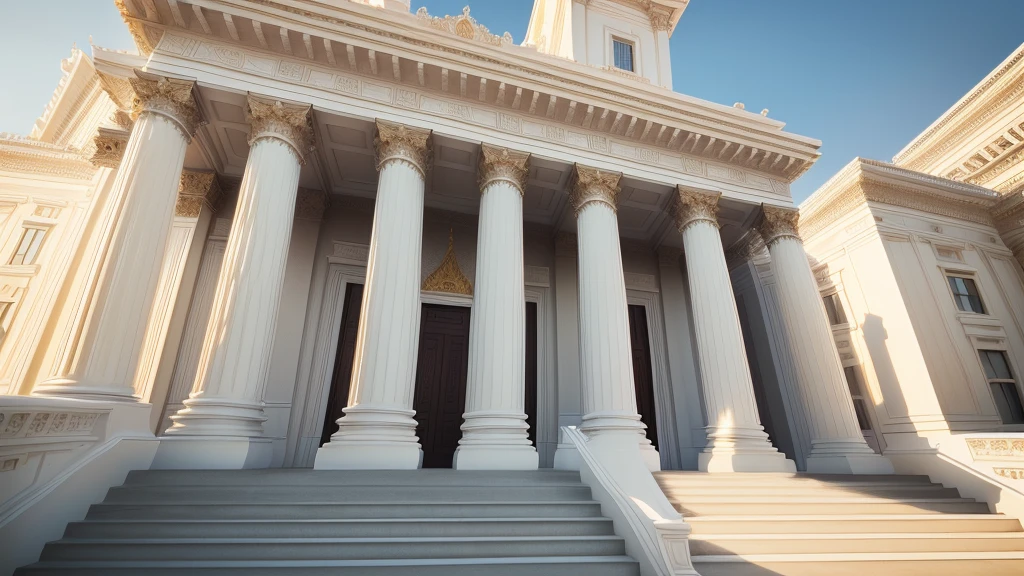 There was a large white building with several balconies on top., neo - classical style, neo classical architecture, Architectural visualizations, classical architecture, Architectural renderinging, Stunning grand architecture, Architectural rendering, precise Architectural renderinging, neoclassical style, Corona rendering, detailed classical architecture, Detailed complex rendering, elegant architecture, Colonial style, Render in vray, exquisite architecture,Add Thai patterns to your work