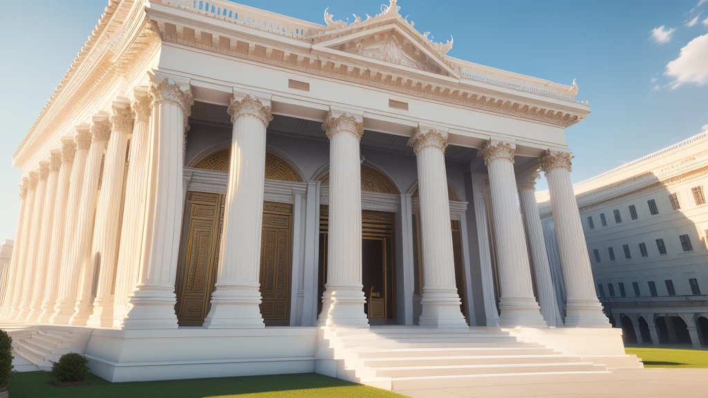 There was a large white building with several balconies on top., neo - classical style, neo classical architecture, Architectural visualizations, classical architecture, Architectural renderinging, Stunning grand architecture, Architectural rendering, precise Architectural renderinging, neoclassical style, Corona rendering, detailed classical architecture, Detailed complex rendering, elegant architecture, Colonial style, Render in vray, exquisite architecture,Add Thai patterns to your work