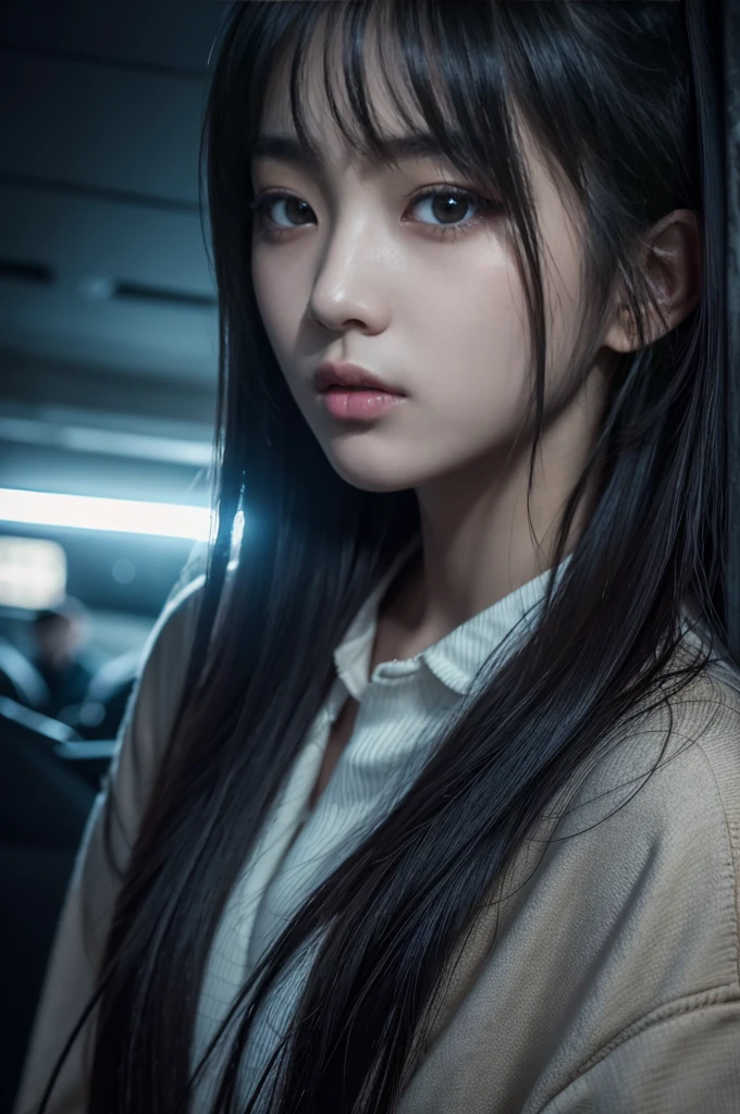 a teenage korean girl kidnapping a person, beautiful detailed eyes, beautiful detailed lips, extremely detailed eyes and face, long eyelashes, , serious expression, dynamic pose, cinematic lighting, dark moody atmosphere, hyper detailed, 8k, high quality, photorealistic, vivid colors, dramatic shadows, intricate background details