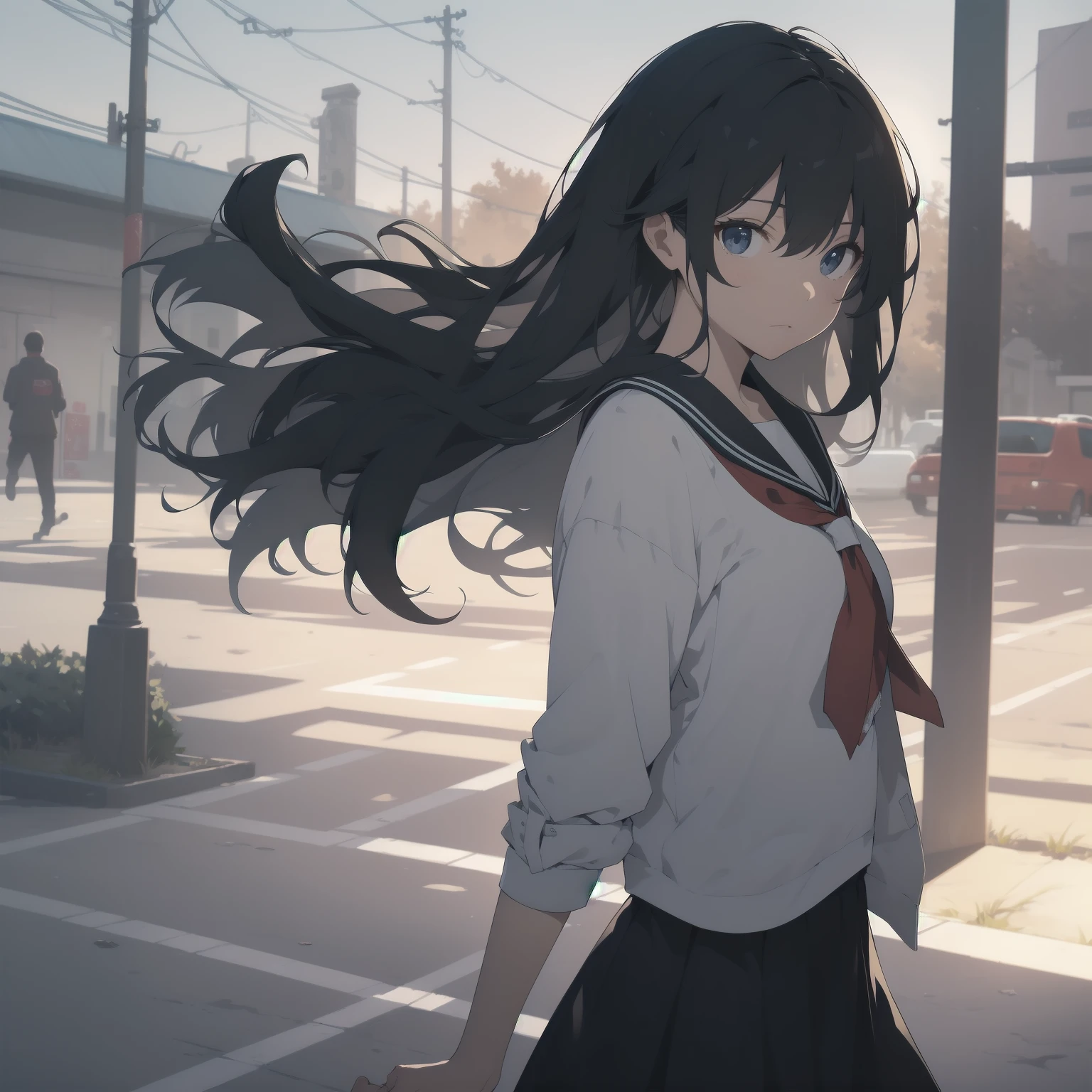 ultra-absurdres-Top quality by artist God, ultra-detailed, high resolution, anime moe artstyle, best anime 8k konachan wallpaper, pixiv contest winner, pool:2810, perfect ???????,break, 1girl, (Please draw a girl walking sleepily to school alone. )break,(Solo,little female, 13-year-old:1.3),Full limbs, complete fingers,a junior high school student, (very short hair), short cut, flat chest, , small butt, small black eyes, beautiful detailed eyes, well-proportioned iris and pupils, expressive eyes, highres detailed hair, soft expression, salor school_uniform, sailor collar, serahuku, bow, pleated skirt,(Detailed Lighting), (Detailed background), in the School commute route. break,super detailed skin, Best cinematic lighting powered by famous artist, 8k,beauty illustration,photoshop_(medium),very aesthetic,break,((artist:kotorai )), artist:clamp ,artist:carnelian ,artist:kantoku ,
