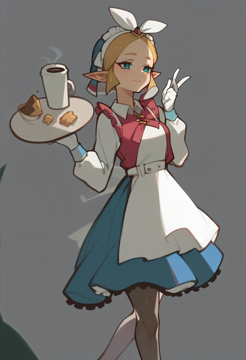 Solitary,  Utinzelda,  A faint smile, Coffee Shop,  fates maid, Maid headdress, Maid Apron, Bridal Gloves, Black over-the-knee stockings,, Fraction_9, Fraction_8_Direction_7_up, src_Japanese cartoons,