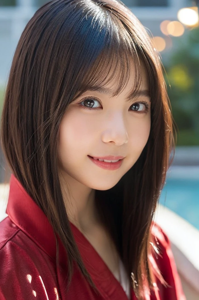 hyper realistic detail, (8k, RAW Photos, Top image quality, A masterpice:1.2), (Exquisite beautiful eyes: 1.2), ((1girl in)), (独奏)), (bathrobe:1.4) , (walk:1.2), chest, (finely detailed  eyes and detailed face:1.3), (beautiful and clear background:1.2), (extremely details CG, Ultra-detailded, Best Shadows:1.1), ((depth of ﬁeld)), (water colour),, bare shoulder, Flowers and petals, beautiful concept illustration, (illutst:1.1), (extremely fine and beautiful:1.1)、(Perfect details:1.1)、ram、firework、by night、Realstic、Live Action、a smile、、((No makeup))、(Realistic、Photorealistic、Ultra-detailed、Best detailed skin、Highest quality、masterpiece、超A high resolution)、Cute Japanese Woman、16 years old、High school girl、Young girl、1 girl、Has bangs、double eyelid、Drooling eyes、Big black eyes、attractive、purity、かわいいsmile、自然なsmile、Watch it here、Realistic肌タイプ、Fluffy hair、Red cheeks、The wind is blowing、illumination、The light is coming from behind、Medium Bob Cut、smile、smile
