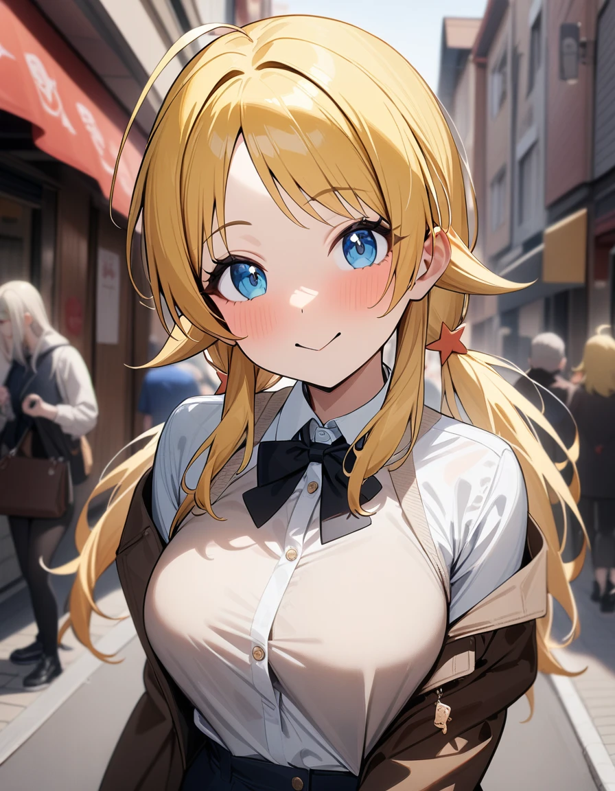 1girl, hachimiya meguru, idolmaster,street,perfect eyes,masterpiece,very aesthetic,newest,sensitive
