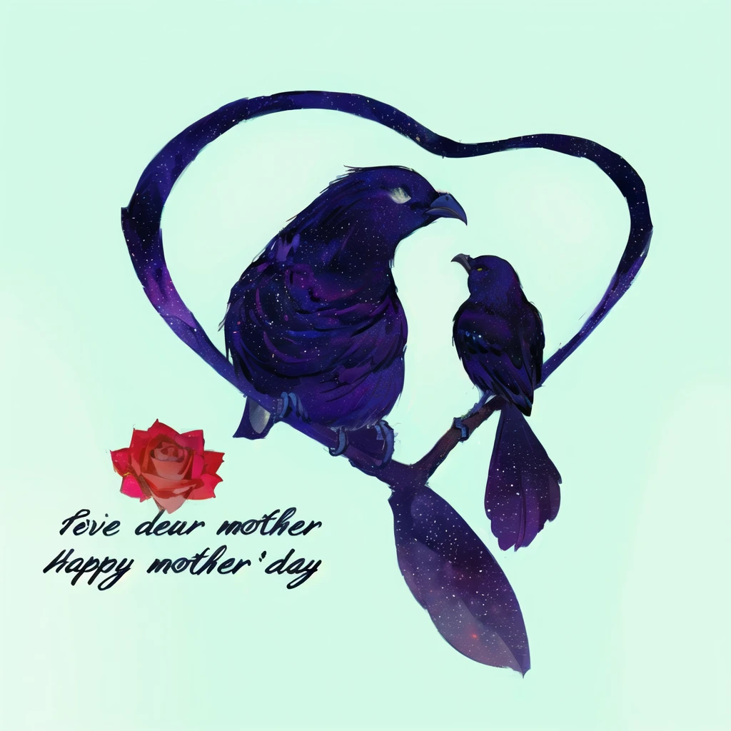 There were two birds perched on a heart-shaped branch., mother, be happy, mother nature, other mother, Beautiful photos, motherly, Many birds and roses flew around., #, mother, card, 3 0 0, personal computer, More details, paper, the mother of a millions sounds, mother earth, flower, With text, your mother, (digital art)