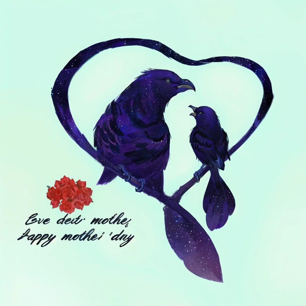 There were two birds perched on a heart-shaped branch., mother, be happy, mother nature, other mother, Beautiful photos, motherly, Many birds and roses flew around., #, mother, card, 3 0 0, personal computer, More details, paper, the mother of a millions sounds, mother earth, flower, With text, your mother, (digital art)