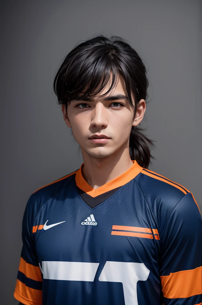 Dark blue and orange football shirt
