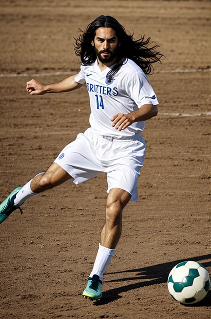 Jesus playing soccer