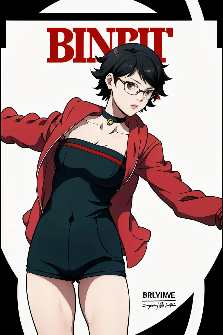 anime girl in a short dress and glasses with a red cape, persona 5 art style wlop, style artgerm, extremely detailed artgerm, ! dream artgerm, ig model | artgerm, female protagonist 👀 :8, realistic anime 3 d style, artgerm portrait, anime styled 3d, realistic anime artstyle ((( same  pose showing belly)))(((naked)))((((no jacket)))