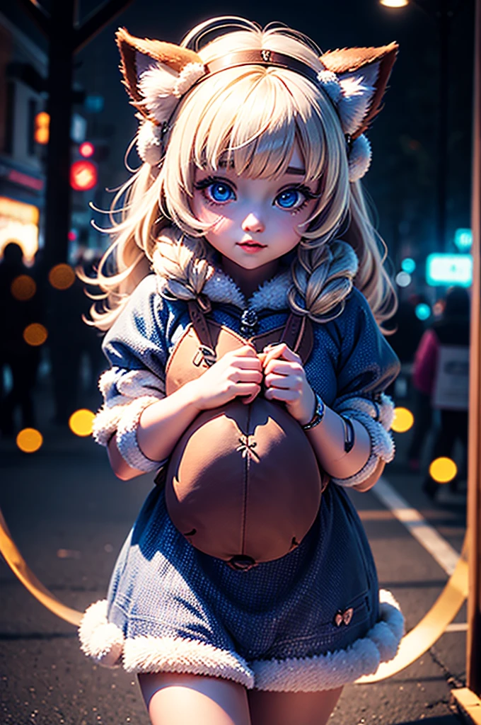 cutest AND softest creature in the world| large doll like eyes| supernatural and otherworldly| highly detailed vibrant fur| magical glowing trails| light dust| aesthetic| cinematic lighting| bokeh effect| mdjrny-v4 style