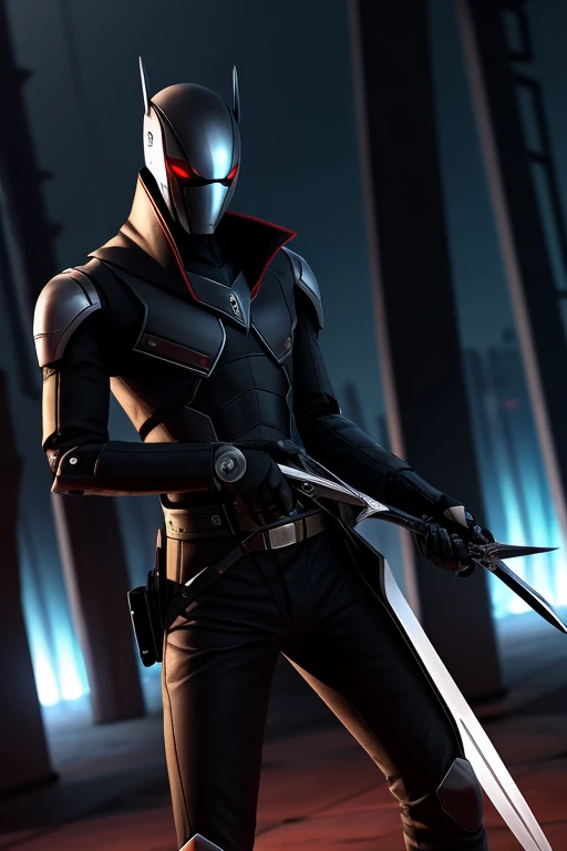black　Android　Slender　blade　male　robot　weapons　assassin