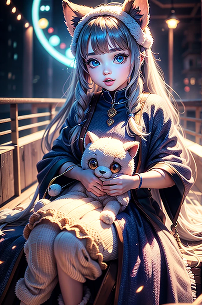 cutest AND softest creature in the world| large doll like eyes| supernatural and otherworldly| highly detailed vibrant fur| magical glowing trails| light dust| aesthetic| cinematic lighting| bokeh effect| mdjrny-v4 style, age 30