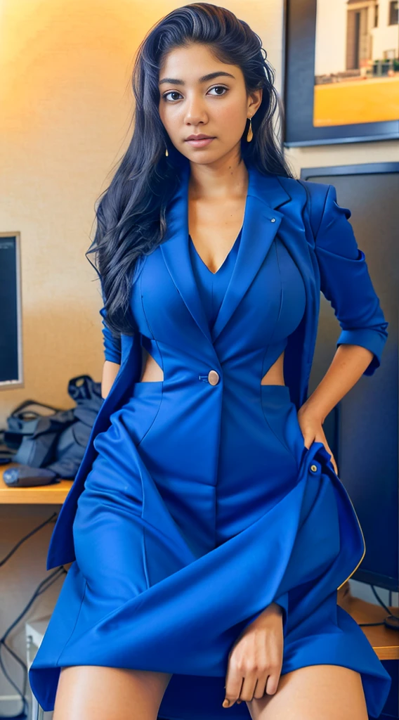 24year old beautiful girl、Beauty、indian、cute、beautiful girl、slim、Highest quality、Realistic、16K、panoramic、((Best Quality, 8k, Masterpiece: 1.3)), 1 girl, full body, slim face, beautiful woman,Working on a computer at a desk, White wall, plant, Sexy pose, Blur the background, concentrate,Navy Suit、Sitting on a chair working on a computer、Sitting in a chair、Look at the computer screen
(((masterpiece))), ((Highest quality)), ((Exquisitely crafted)), ((surreal)), An absurd solution, Mature Woman, Mature Woman, perspective, Very detailed, shape, One Girl, ((Larger breasts)), Perfect hands, Detailed fingers, Beautiful attention to detail, Permalong hair,Navy tight suit, blue eyes, name tag, chief executive officer(chief executive officer(CEO)), (business suit:1.2), Open blazer, shirt, Tight Skirt,, Earrings, Detailed Background, Bedroom, Perfect Eyes, Larger breasts、怒っている