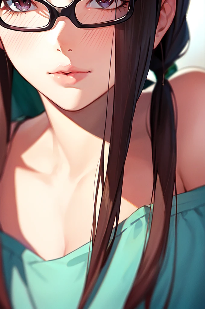{{{Neon Genesis Evangelion, Mari Illustrious Makinami:1.9}}}, 8k, best quality, ultra-detailed, high resolution, highly detailed CG, clear, top aesthetic, excellent shading, (photorealistic:1.3), high contrast, ultra-fine illustration, shrink rate, beautiful detailed eyes, beautiful detailed skin, realistic skin, beautiful detailed hands, beautiful detailed fingers, beautiful detailed hair, detailed hair strands, beautiful detailed ears, beautiful detailed lips, professional lighting, beautiful detailed background, very realistic background, one girl, 独奏, 25 years old, beautiful woman, (Shiny dark brown hair, Long Hair, Low twin tails), (Wearing red glasses), (She wears a light blue thin hairband.), (Dark Eyes, There is a little green in it), Full Body, (blush), Purple Skirt, A look of temptation、Posing like a magazine model,