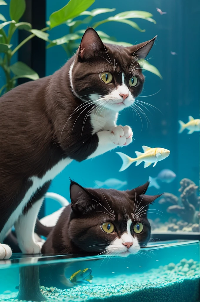 imageio: A cat looking at an aquarium