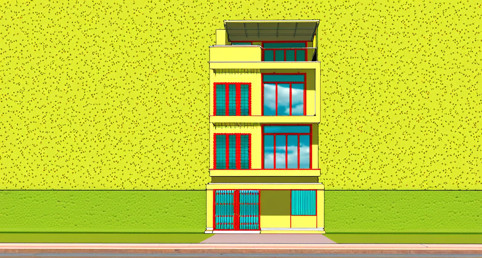 a drawing of a tall building with a lot of windows, elevation view, front elevation view, street elevation, front elevation, side elevation, frontview, 2d side view, elevation, front-view, mid-view, building facing, right elevation, front and side elevation, front side, architectural section, 3/4 view realistic, view from ground level
