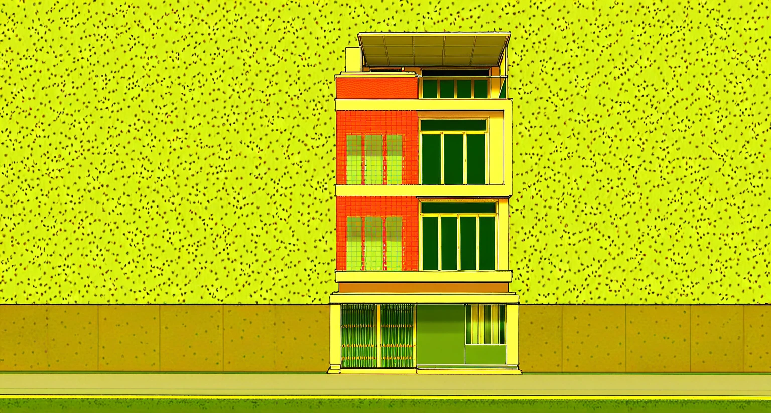 a drawing of a tall building with a lot of windows, elevation view, front elevation view, street elevation, front elevation, side elevation, frontview, 2d side view, elevation, front-view, mid-view, building facing, right elevation, front and side elevation, front side, architectural section, 3/4 view realistic, view from ground level